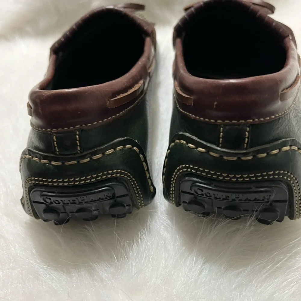Vintage Cole Haan Green Brown Leather Dress Loafers shoes